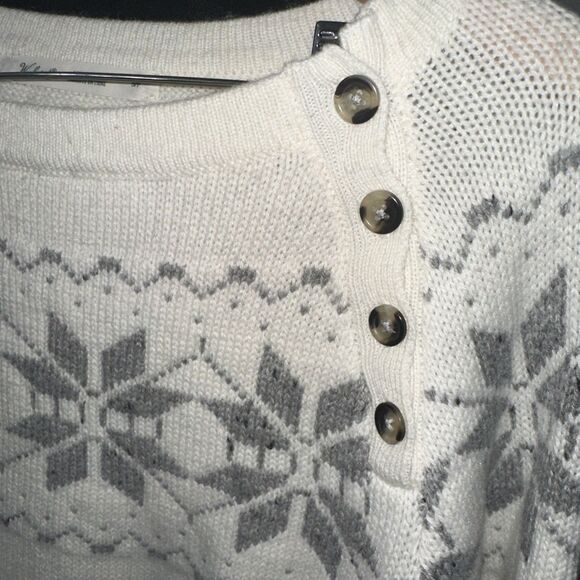Woolrich Sweater Fair Isle Snowflake Long Sleeve Small  Wool Blend  Buttons - Picture 3 of 13